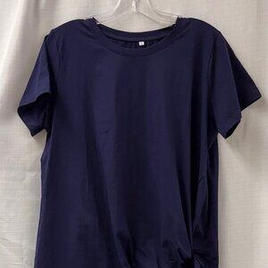 NWOT Royal Blue Side Cinched Short Sleeve Shirt - L